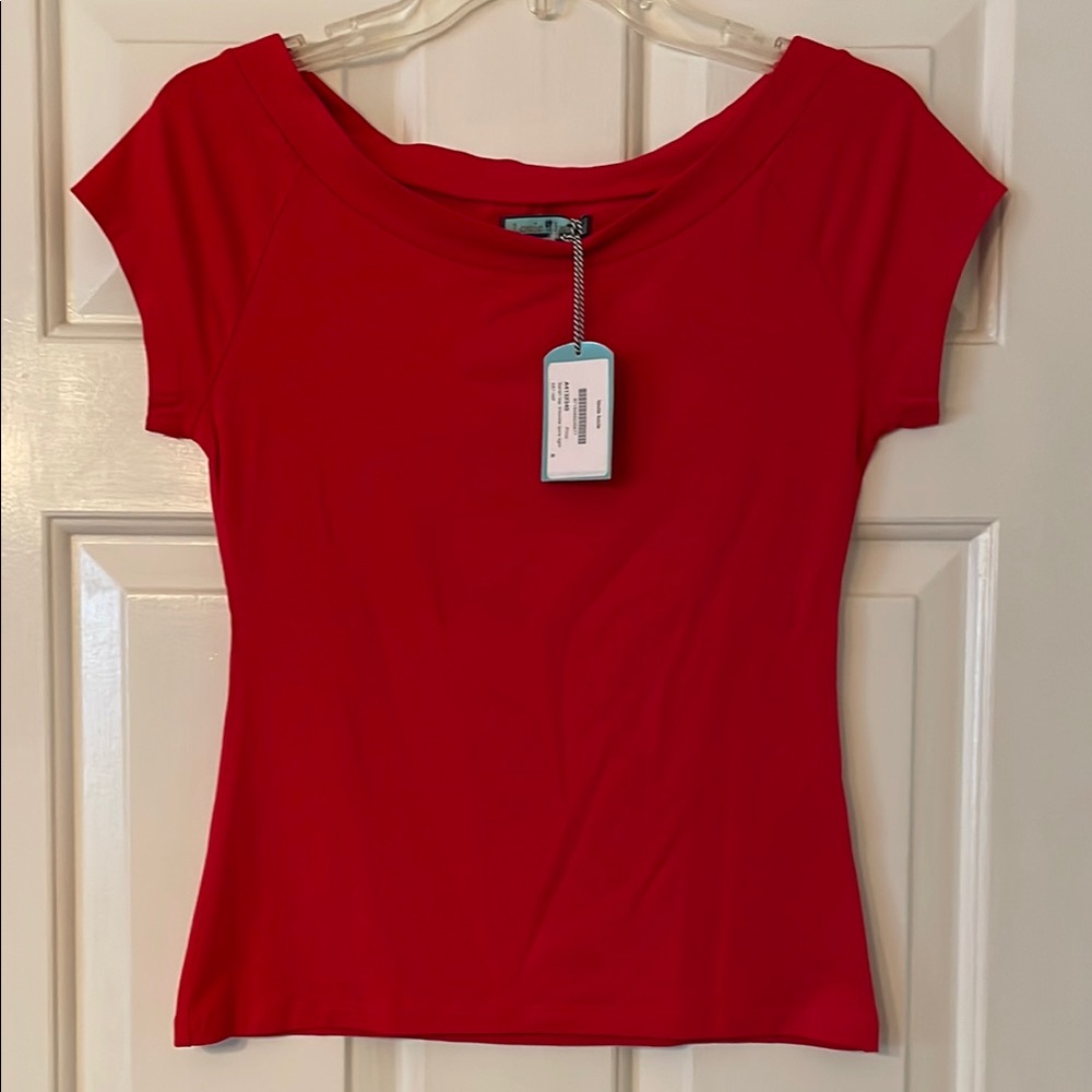NWT Louie Lucie Bold Red Fitted Cap Sleeve T-Shirt